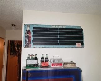 Vintage Coke Menu Board and other Vintage coke items