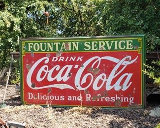 8 ft x 4.6 ft - Vintage Coca Cola sign. Bring your tools for bolts...it's bolted to the deck. 