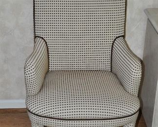 Two Beige and Brown Upholstered Arm Chairs, 24"w x 40"h x 28"d