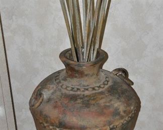 Large Primitive Style Ceramic Urns, 23"h (2 available)