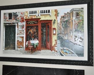 Wonderful "Trattoria Alla Madona" Matted and Beautifully Framed Signed and numbered 158/195 by Victor Shvaiko, 64" x 34"