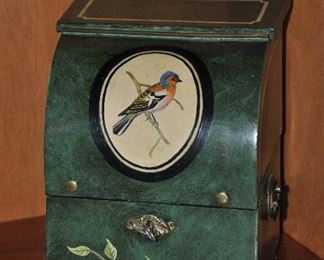 Vintage Painted Green Box , 7" x 9.5" x 7"
