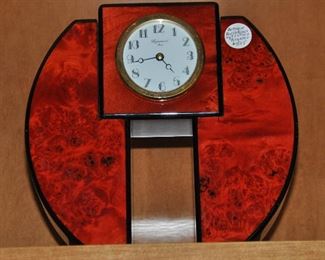 Antique Burl Wood Clock, Aigumont, Paris 10"W x 10"D x 3"D