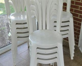 Pawnware Plastic Stacking Table Chairs, 3 Sets of Four Available