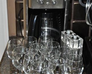 Cuisinart Coffee Maker Shown with one of many Glass Stemware Sets Available!