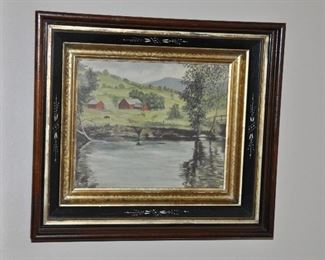 Exquisite Framed Vintage Watercolor, 18” x 16”