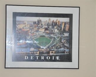 Great “Detroit” Framed and Matted Poster, “First Game First Night” Comerica Park