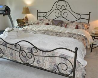 Wonderful Master Suite has a "Portofina" King Size Wrought Iron Bed Frame in Rustic Gold!