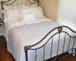 Full Size Wrought Iron Bed Frame shown with Land's End Linens