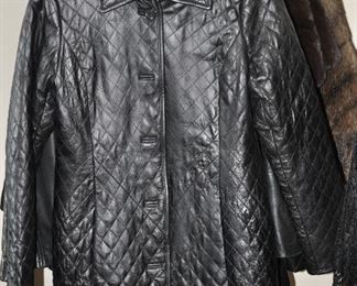 Black Quilted Leather Jacket, Neiman Exclusive, Size Medium