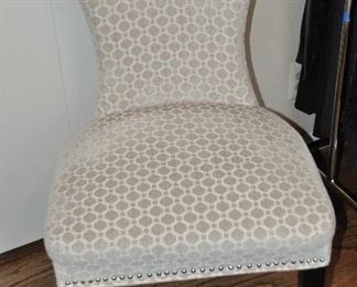 Wonderful Light Grey and Cream Colored Side Chair/ Desk Chair, 22"W x 36"H x 24"D