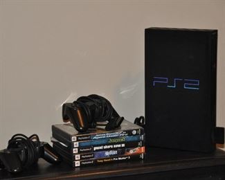 Play Station 2 Console, 2 Controllers and 5 Games Set
