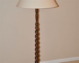 Vintage Twisted Barley Wooden floor Lamp with Lovely Linen Lampshade, 65"H