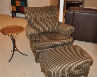 Comfy Striped Arm Chair, 36"W x 33"H x 39"D with Matching Pillow and Ottoman, 28"W x 15"H x19"D