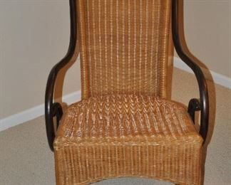 Wicker and Wood Rocking Chair, 21'5"W x 41"H x 40"D