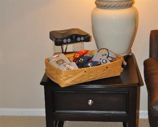 One-Drawer Black Side Table, 24"W x 25"H x 27"D