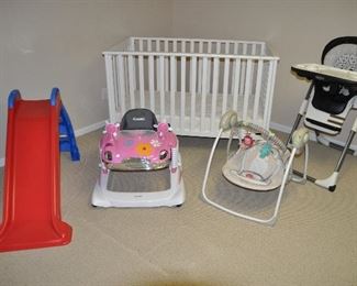 Child's 3-in-1 Traditional Crib/Toddler Bed by Childcraft Shown with Baby and Toddlers Necessities!