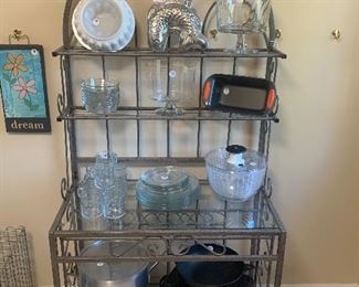 Metal and Glass Baker's Racl with 4 Shelves, 34"W x 6'H x 18"D