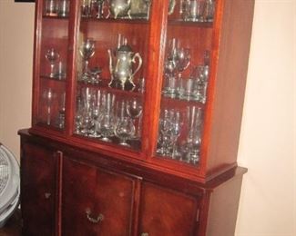 China cabinet with contents.