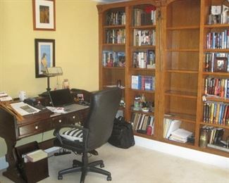 Ethan Allen office desk, office chair and lamp.