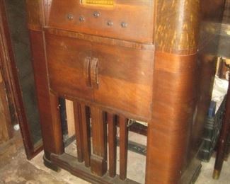 Vintage floor model tube radio and record player.  