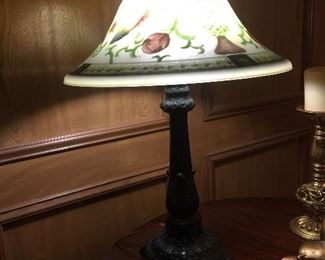 Tiffany style lamp with painted shade