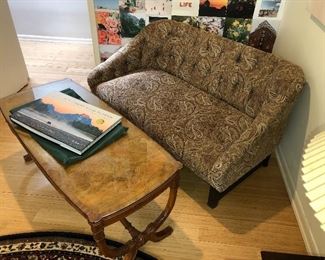 Paisley Settee (pair)
Burled Walnut Coffee Table
