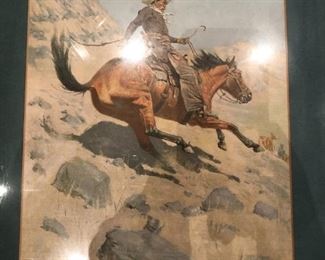 One of four desirable chromolithographs published in 1902 of works by Frederick Remington