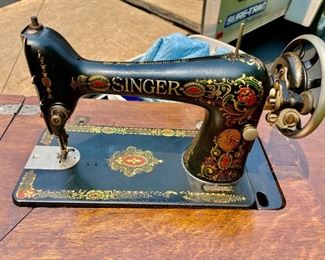 Antique 1914 Singer Redeye Treadle 6 Drawer Sewing Machine Oak- Great Condition