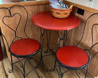 Ice cream parlor chairs and table