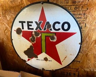 Old Porcelain Texaco Pump Plate Sign