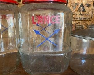 Old Lance Cracker Jar with Metal Lid