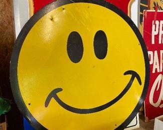 Vintage Metal Smiley Face Sign 
