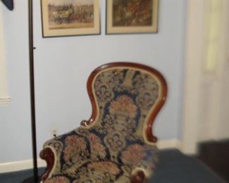 Ladies Victorian arm chair , with ottoman 