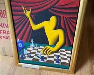 Mark Kostabi's "The King in Jeopardy" Original Painting