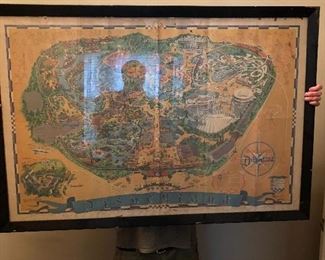 1966 Disneyland park map in frame