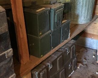 Ammunition boxes, vintage metal