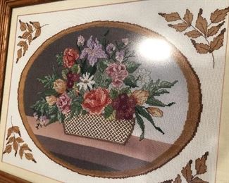 Vintage needlework framed