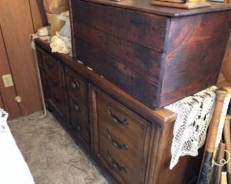 Solid wood old trunk, and dresser