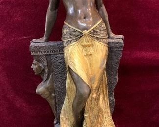 Bronze Art Deco revival Egyptian girl 