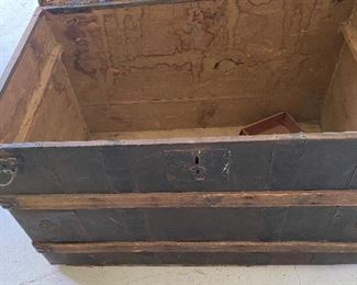 Interior 19th Century Domed Steamer Trunk Stagecoach Style Brought from Georgia by Family Member after Civil War. Family Papers Will Accompany Purchase