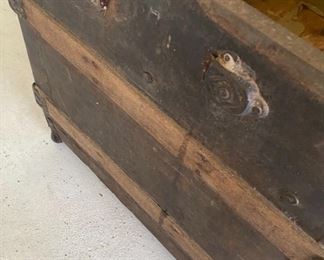 19th Century Domed Steamer Trunk Stagecoach Style Brought from Georgia by Family Member after Civil War. Family Papers Will Accompany Purchase