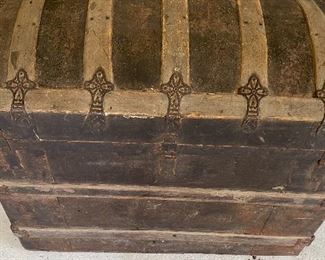 19th Century Domed Steamer Trunk Stagecoach Style Brought from Georgia by Family Member after Civil War. Family Papers Will Accompany Purchase