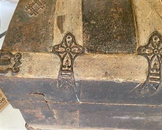 19th Century Domed Steamer Trunk Stagecoach Style Brought from Georgia by Family Member after Civil War. Family Papers Will Accompany Purchase