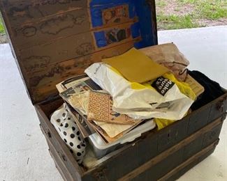 19th Century Domed Steamer Trunk Stagecoach Style Brought from Georgia by Family Member after Civil War. Family Papers Will Accompany Purchase