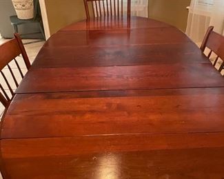 Antique Mahogany Drop Leaf Dining Table with Woven Cane Chairs