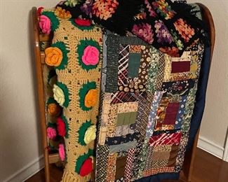 Quilt Rack, Hand Crocheted Quilts