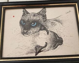 Siamese Kitty Kats Pen & Ink Art