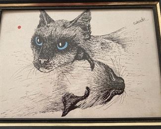 Siamese Kitty Kats Pen & Ink Art