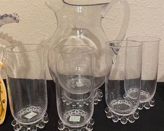 Lariat Heisey Pitcher and Glasses